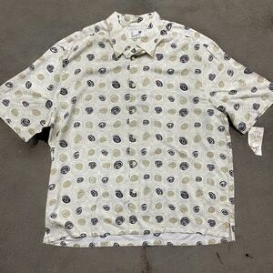 Havana Shirt Co. AOP Casual Tan Black Button Front Shirt Big & Tall Rayon XXL
